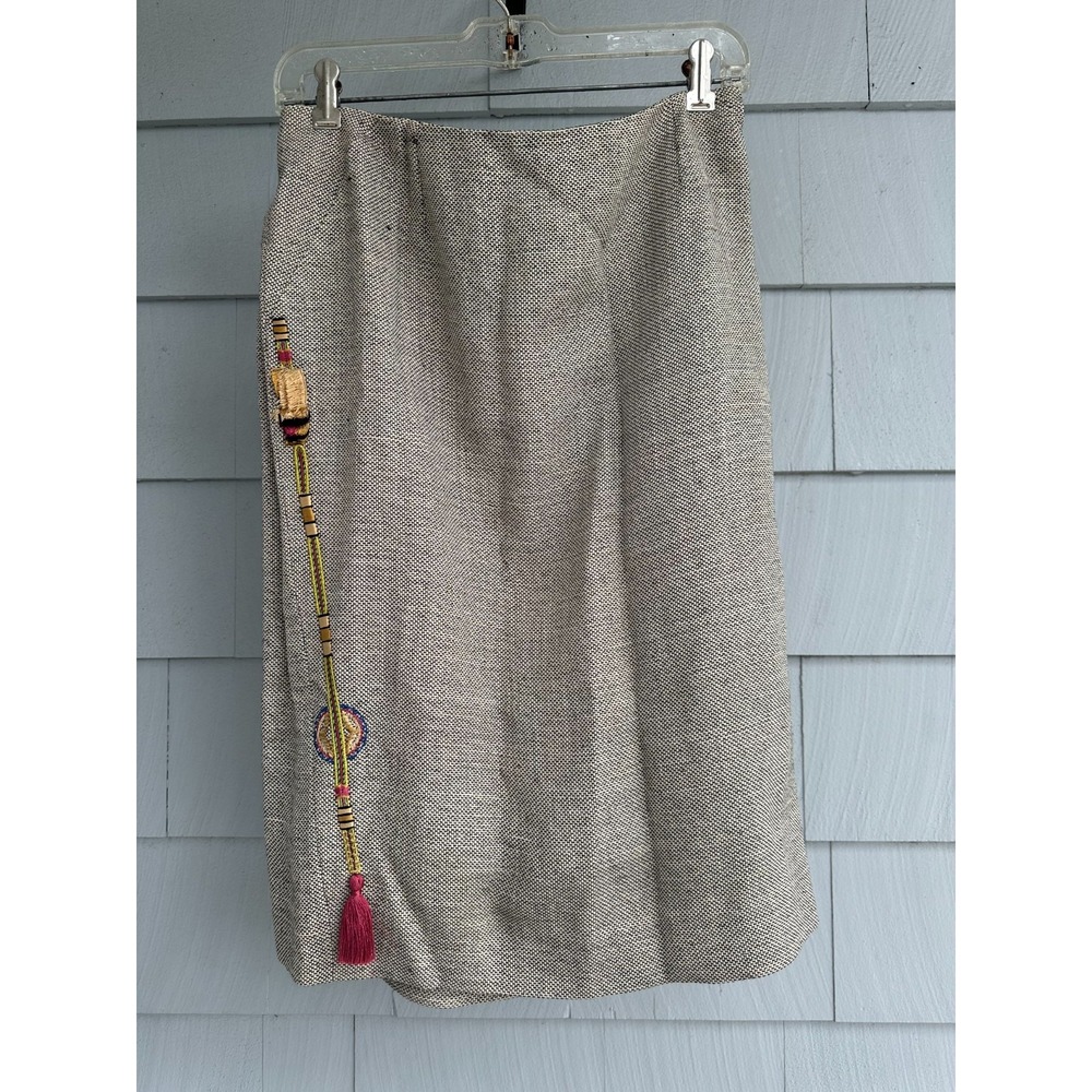 Vintage Christian Lacroix Paris Skirt FR 40 Silk Embroidered Tassel Made France